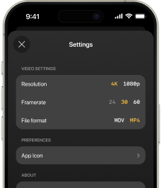 Settings screen